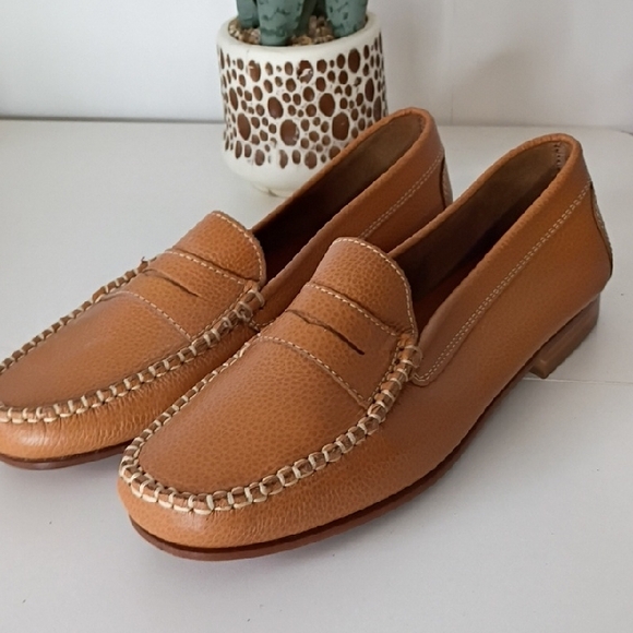 Sugar Womens Tan Leather Loafers Made In Italy Size 37 Size 6.5 Women's - Picture 4 of 11